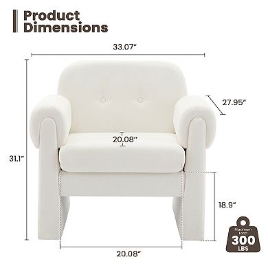 SERWALL Modern Cloud Velvet Accent Chair with Removable Cushion for Living Room