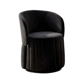 Swivel Barrel Accent Chair with Folding Backrest, Modern Upholstered Dining Accent Chair