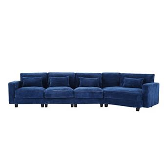 5-Seat Corduroy Sectional Sofa, Modular Couches for Living Room & Business