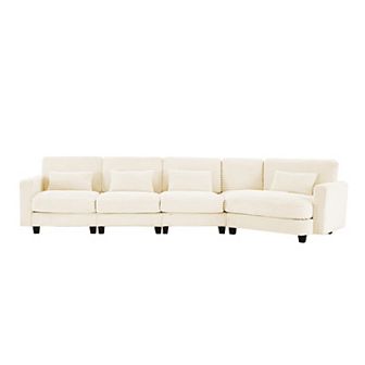 5-Seat Corduroy Sectional Sofa, Modular Couches for Living Room & Business