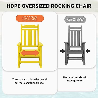 Outdoor Patio HDPE Rocking Chair, Extra Wide Seat