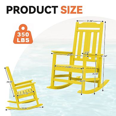 Outdoor Patio HDPE Rocking Chair, Extra Wide Seat