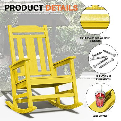 Outdoor Patio HDPE Rocking Chair, Extra Wide Seat