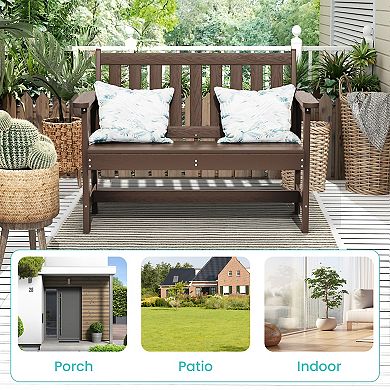 Outdoor 2-Person Garden Bench 42.92-in W x 35.83-in H