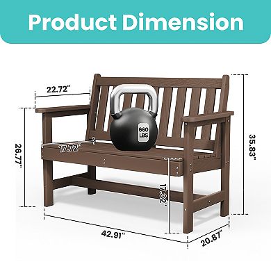 Outdoor 2-Person Garden Bench 42.92-in W x 35.83-in H
