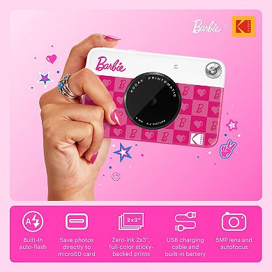 Barbie x Kodak Printomatic 2x3” Instant Print Camera, 5MP Portable Instant Camera - Iconic Style