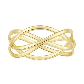 PRIMROSE 24k Gold Over Silver Plated Polished Twist Band Ring