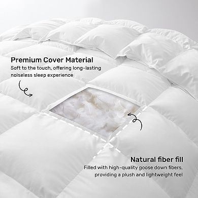 Unikome Luxury Hotel Collection Goose Feather Down Comforter Ultra-Soft Noiseless Comforter