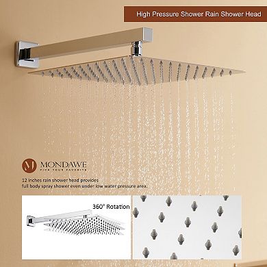 Mondawe 3 Functions Wall Mounted Thermostatic Shower System with 6 Body Jets（Rough-in Valve）