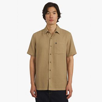 Men's Quiksilver Short Sleeve Waffle Button Down