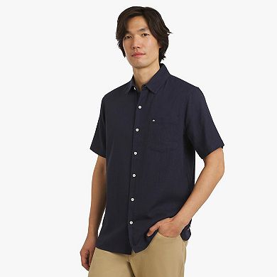Men's Quiksilver Short Sleeve Button-Down Herringbone Shirt