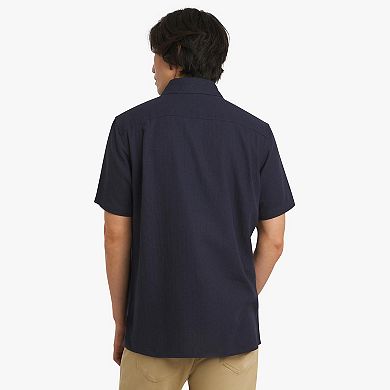 Men's Quiksilver Short Sleeve Button-Down Herringbone Shirt