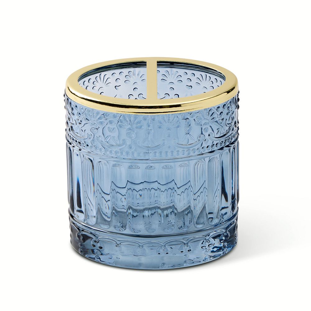 MAISON DE BASE Blue Cut Glass Toothbrush Holder