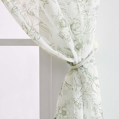 Laura Ashley Barnett Metallic Sheer Set of 2 Window Curtain Panels