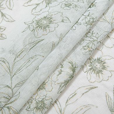 Laura Ashley Barnett Metallic Sheer Set of 2 Window Curtain Panels