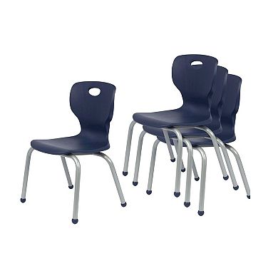 School Student Stack Chair - Ergonomic Molded Seat Shell with Robust Riveted Frame Pack of 4 Chairs