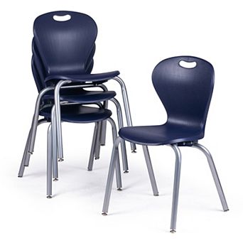 School Student Stack Chair - Ergonomic Molded Seat Shell with Robust Riveted Frame Pack of 4 Chairs