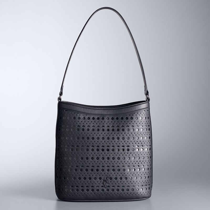 Simply Vera Vera Wang Lizzy Trapunto Shoulder Bucket Bag, Black
