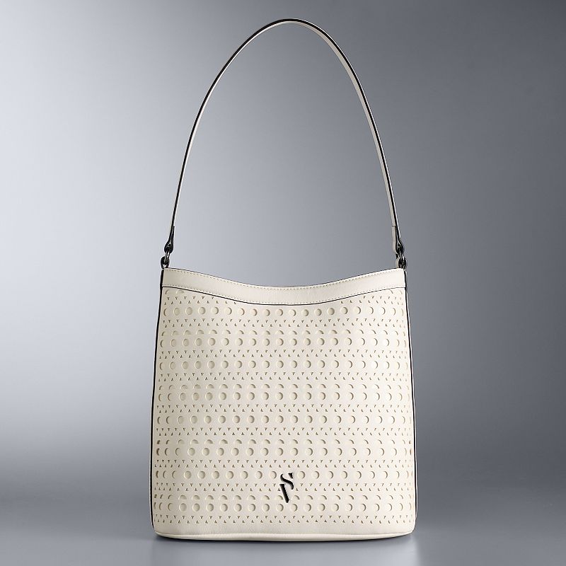 Simply Vera Vera Wang Lizzy Trapunto Shoulder Bucket Bag, Stream Geo Perf