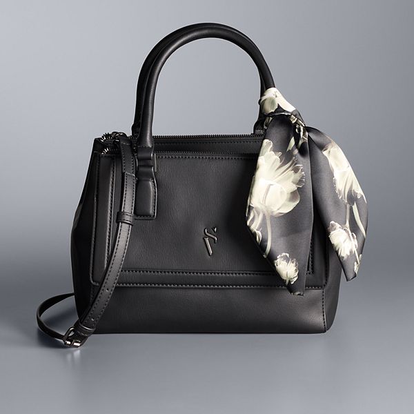 Simply Vera Vera Wang Zoey Flap Satchel Bag - Black