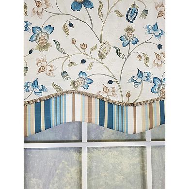 Sandra Glory Window Treatment 100% Cotton Stripe With Trim Luxurious Lining Valance