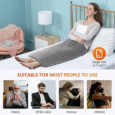 Snailax Electric Heating Pad for Pain Relief, 17”x33” Heating Pads for Back and Shoulder