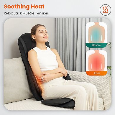 Snailax Shiatsu Neck Back Massager with Heat, Massage Chair Pad with Compression