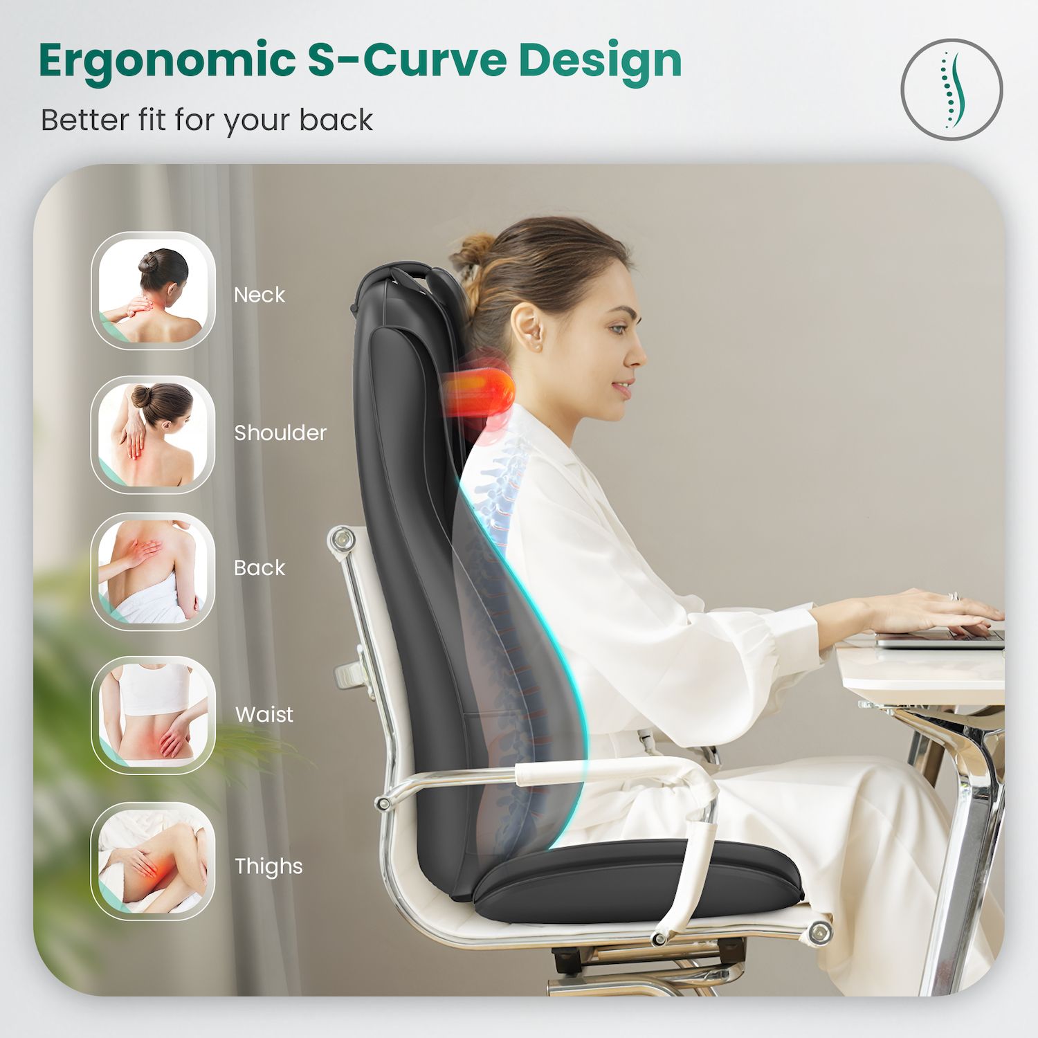 COMFIER Massaggiatore Per Schiena E Collo Con Calore, Cuspide Massaggiante 3D Con Massaggio A - Foto 5