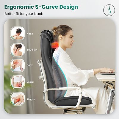 Snailax Shiatsu Neck Back Massager with Heat, Massage Chair Pad