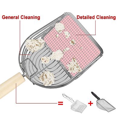 Iron Metal Cat Litter Scoop With Eucalyptus Handle