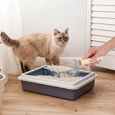 Iron Metal Cat Litter Scoop With Eucalyptus Handle