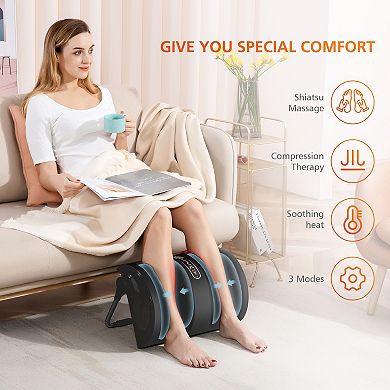Snailax Foot Massager Machine with Heat, Kneading Rolling Foot Calf Massager, Shiatsu Leg Massager