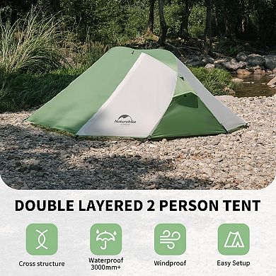 Naturehike Butterfly 2 Person Tent with Large Vestibules, Waterproof Double Layer Backpacking Tent