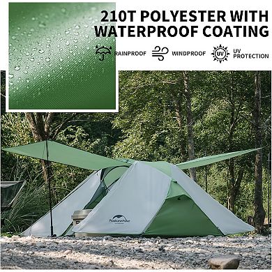 Naturehike Butterfly 2 Person Tent with Large Vestibules, Waterproof Double Layer Backpacking Tent