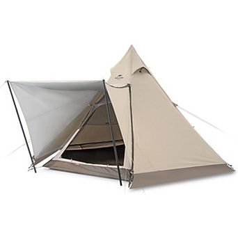 Naturehike 4 Person Teepee Tent, 4 Season Tent with Snow Skirt, Waterproof Windproof Glamping Tent