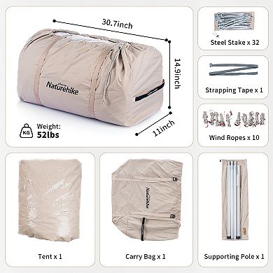 Naturehike Tent with Stove Jack Winter Teepee Tent 4-8Person Yurt Tent 4 Season Cotton Canvas Tent.