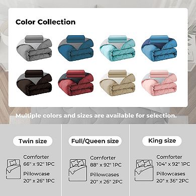 Unikome Pintuck Bed Comforter Set- All Season Down-Alternative Comforter Set