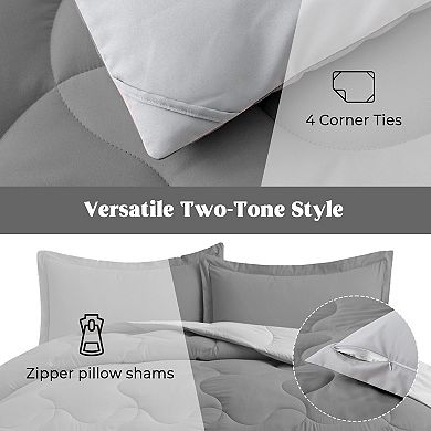Unikome Pintuck Bed Comforter Set- All Season Down-Alternative Comforter Set
