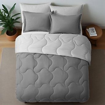 Unikome Pintuck Bed Comforter Set- All Season Down-Alternative Comforter Set