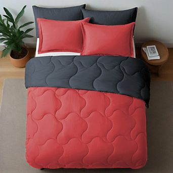 Unikome Pintuck Bed Comforter Set- All Season Down-Alternative Comforter Set