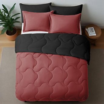Unikome Pintuck Bed Comforter Set- All Season Down-Alternative Comforter Set