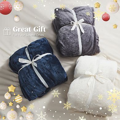 Unikome Textured Cozy Flannel Blanket - Warm Soft Plush Throw Blankets for Couch, Sofa, Bed