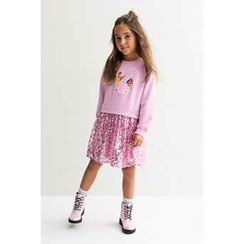 Girls 4-12 Jumping Beans® Disney Princesses Belle, Ariel, Cinderella & Moana Sequin Sweatshirt Dress