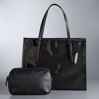 Simply Vera Vera Wang Cecelia Mesh Boxy Tote Bag with Pouch