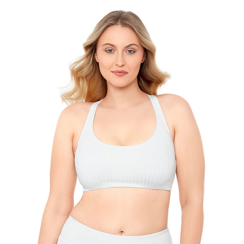Womens S3 Swim Sculpting Ribbed Scoopneck Crossback Bralette Bikini Top, Women's, Size: XL, Glacier Rib