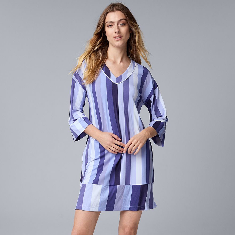 Women's Simply Vera Vera Wang 3/4-Sleeve Cozy Jersey Pajama Sleepshirt ...