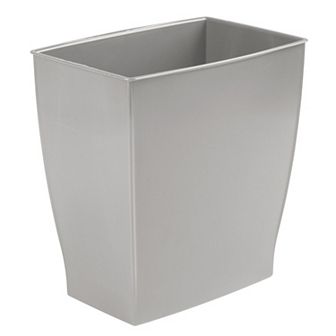 iDesign Mono Spa Rectangular Trash Can for Bath, Bedroom, Office – 11" x 7" x 12", 2.5 Gallon, Gray