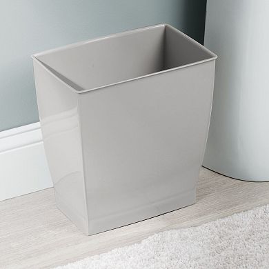 iDesign Mono Spa Rectangular Trash Can for Bath, Bedroom, Office – 11" x 7" x 12", 2.5 Gallon, Gray
