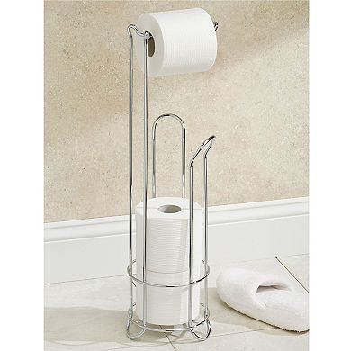 iDesign Classico Free Standing Toilet Paper Holder for Bathroom - Chrome