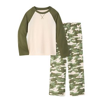 Boys 6-16 Cuddl Duds® Raglan Pajama Top & Open Leg Pajama Bottoms Set